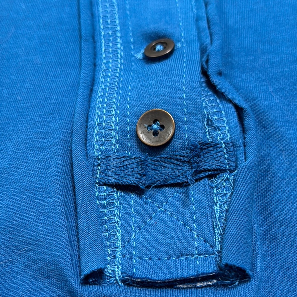 Zenana Henley Raw Seam Top 💗 Blue - Picture 14 of 16